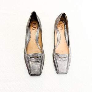 Blay Silver Metallic Square Toe Loafer Flat Comfort Shoes Size 39